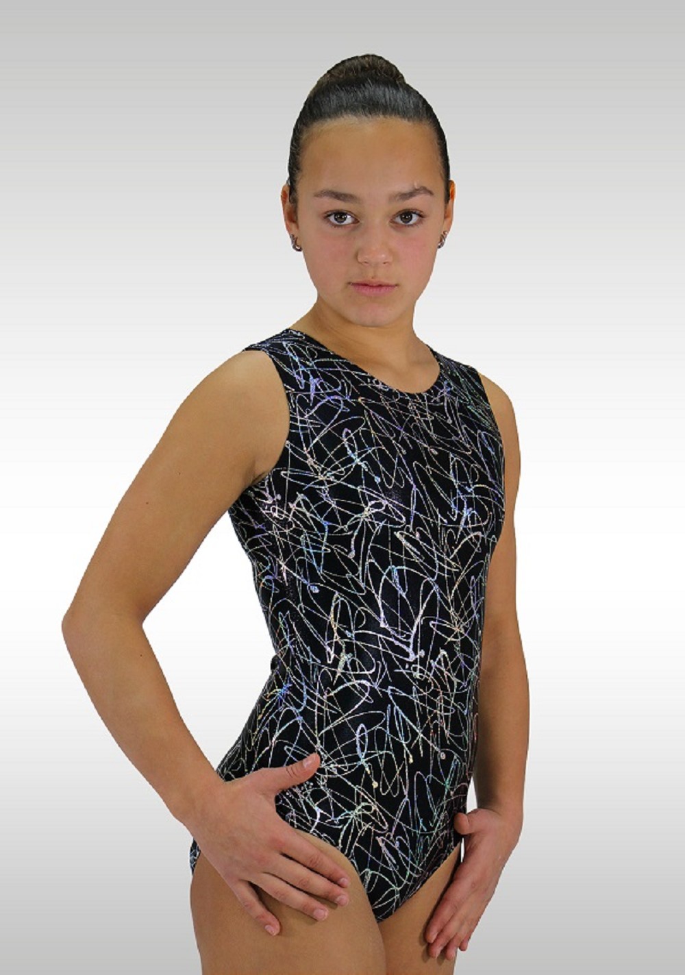 Turnpakje V738 zwart/ zilver glitter