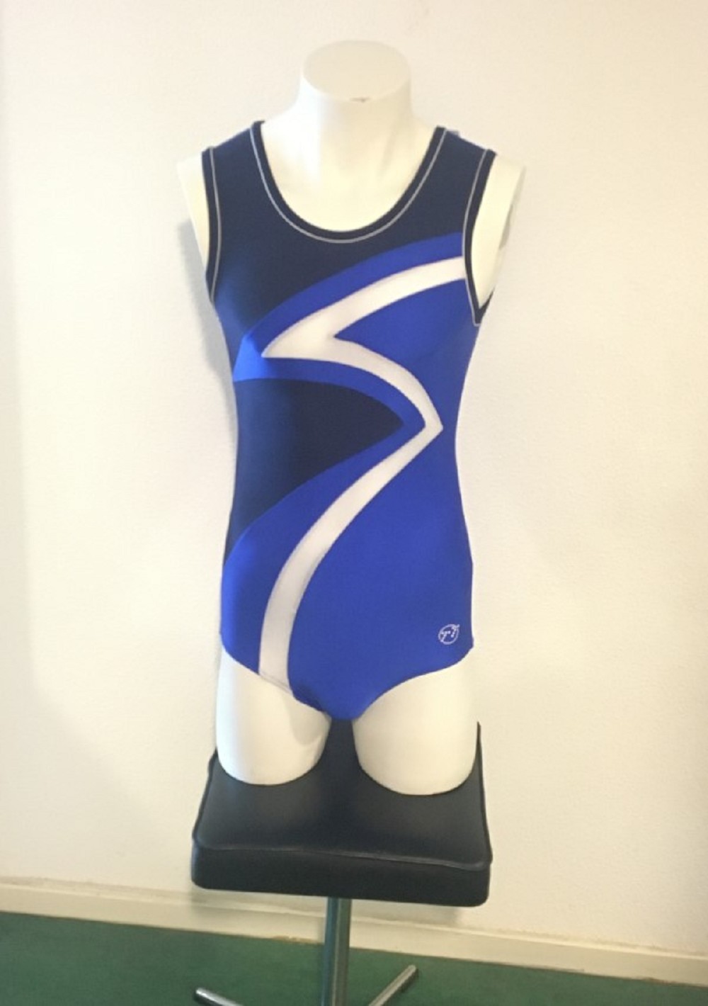 Turnpakje Heren Lycra Kobalt Marine Blauw Witte Baan B906