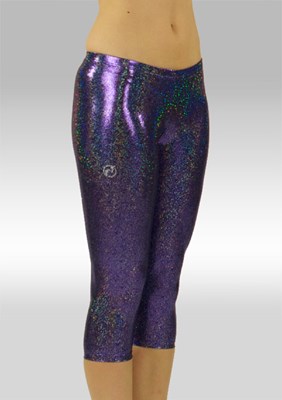 Legging 3/4 lang wetlook glitterstof paars W754475